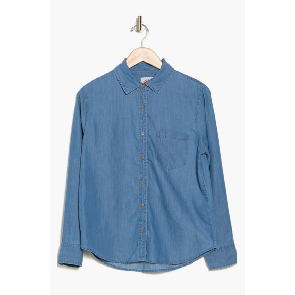 C&C California Sarah Chambray Button Up Shirt Long Sleeve Womens Size M NWT - Picture 3 of 10